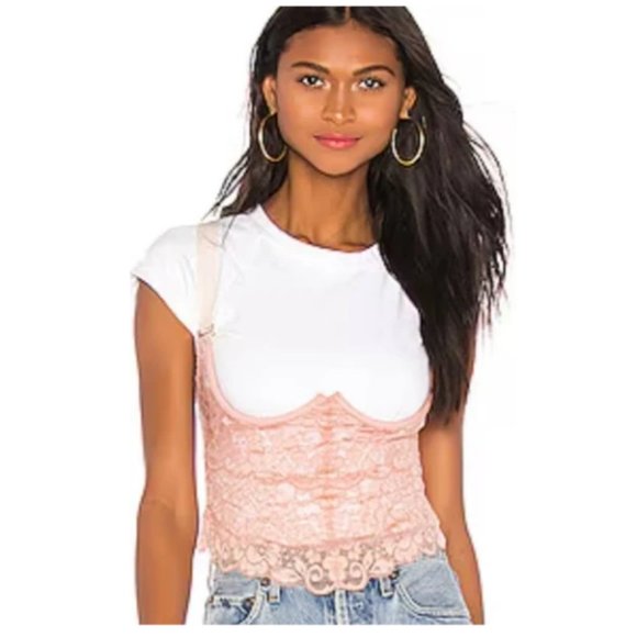 Free People x We Are HAH Busta Move Lace Bustier Top Copper Rose XS NWT - Picture 1 of 6